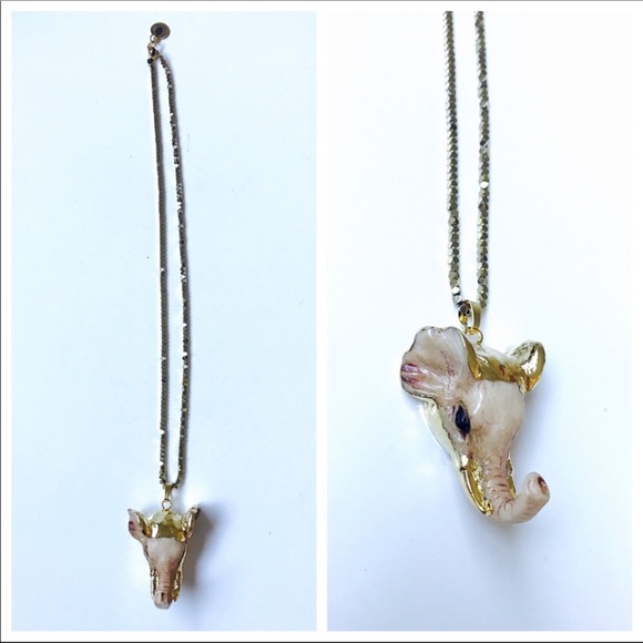 LAST ONE! 14K Gold Dipped Vegan Elephant Pendant - Picture 2 of 8